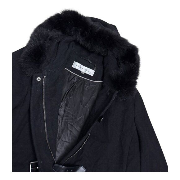 TRINA TURK Genuine FOX FUR & Wool Luxury Designer Vintage Pea Coat Womens 12 - Picture 5 of 6